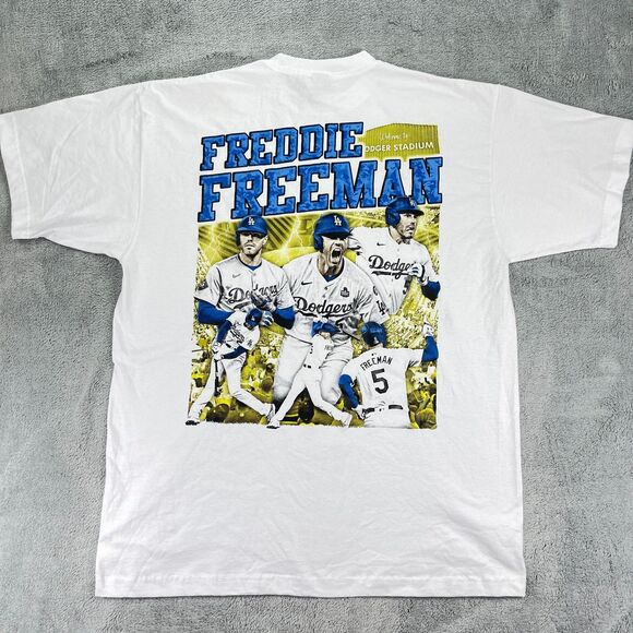 Los Angeles Dodgers Freddie Freeman T Shirt Mens XL White MLB World Series - Picture 2 of 10